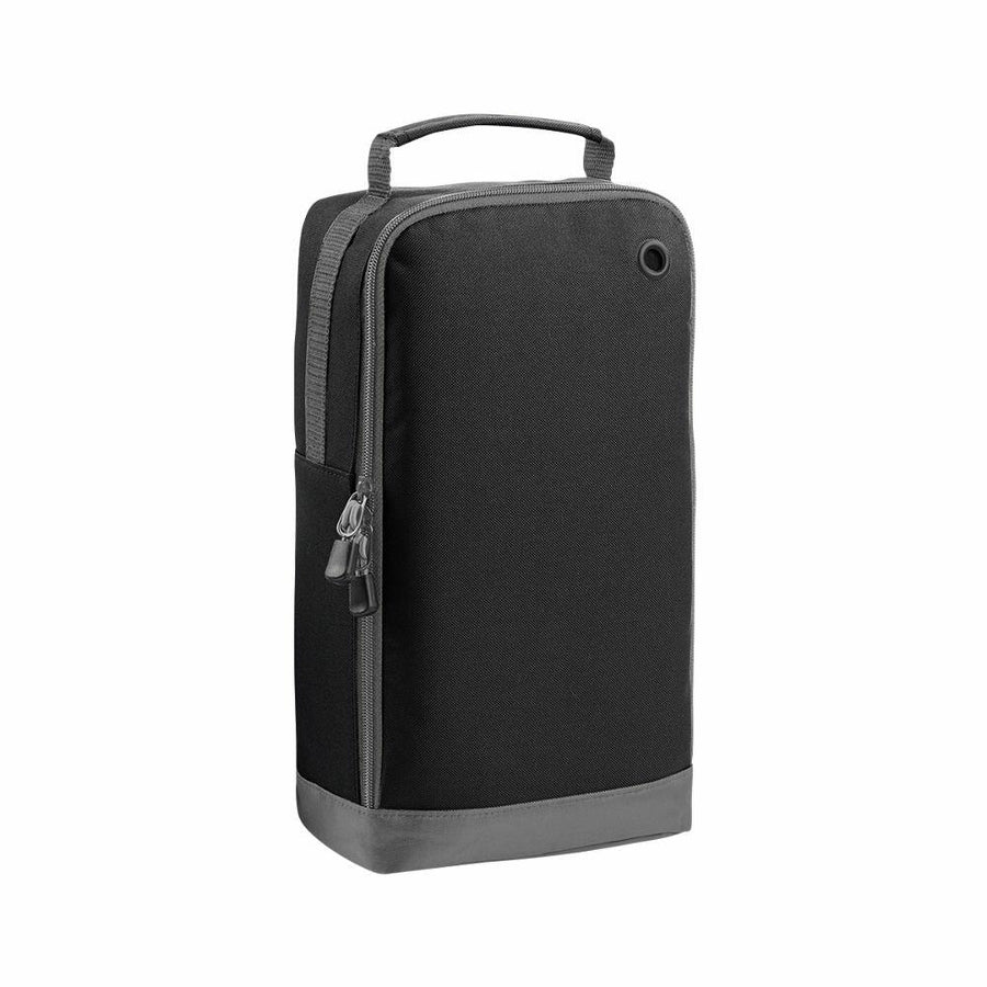 Bagbase's BG540 features a black zippered design with a gray bottom panel and a convenient carrying handle on top.