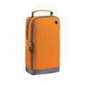 Orange and gray Bagbase BG540 shoe bag featuring a side handle, zippered closure, and ventilation grommet.