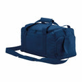 A Bagbase BG560 duffel bag in blue, featuring a shoulder strap and multiple zippered compartments.