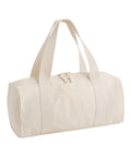 Bags: An off-white canvas duffle bag with two handles and a zip-fastened top, displayed against a white background.
