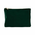 A Bagbase BG715 dark green zippered pouch featuring a gold zipper set against a white background.