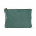 Introducing the Bagbase BG715, a green pouch with a smooth texture and featuring a gold zipper.