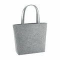 A Bagbase BG721, a gray felt tote bag with two handles, set against a white background.