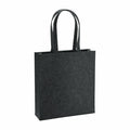 The BG723 by Bagbase is a black rectangular tote bag with two handles.