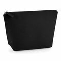 Bagbase's BG724 black zippered pouch stands upright on a white background.