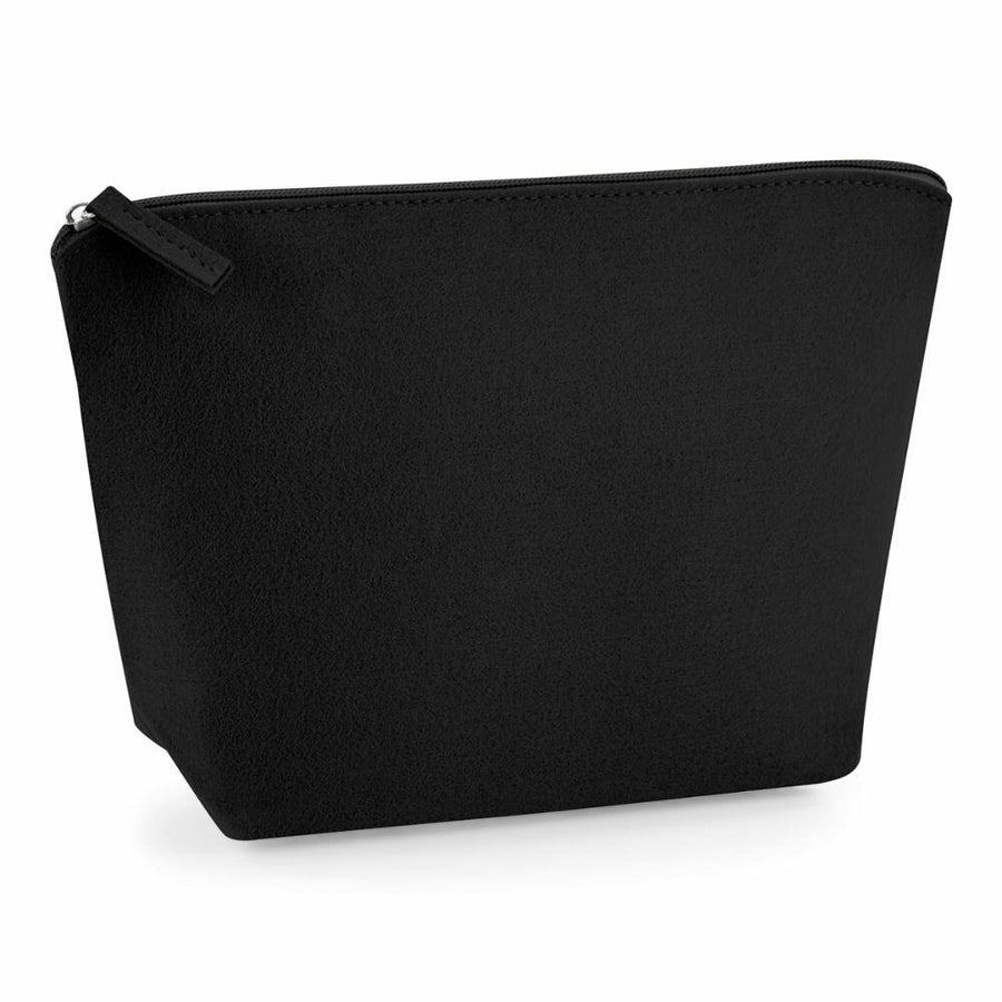 Bagbase's BG724 black zippered pouch stands upright on a white background.