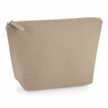 The BG724 from Bagbase is a beige suede pouch featuring a zipper closure and stands upright. It boasts a minimalist design with no visible logos or patterns.