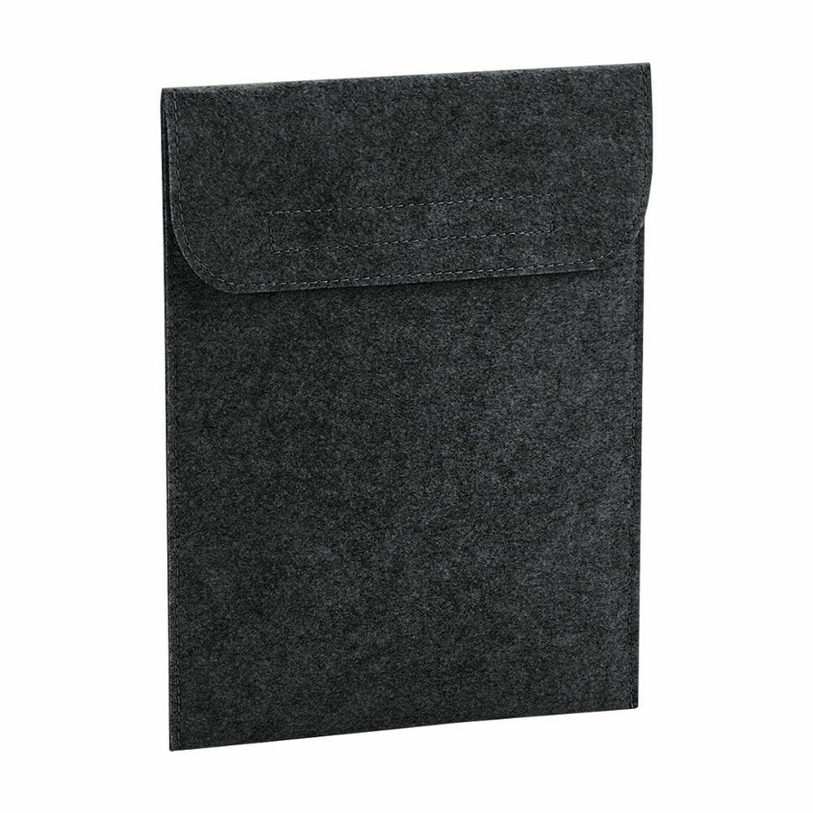 Bagbase BG727 dark gray felt tablet sleeve with a flap closure.
