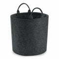 Introducing the Bagbase BG728, a spacious and round felt storage basket in a dark gray color, featuring two convenient side handles.