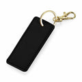Bagbase BG744 black rectangular keychain featuring a gold keyring and lobster clasp attachment.