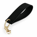 The Bagbase BG747 is a sleek black keychain strap featuring a gold metal ring and clasp.