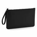 A Bagbase BG750 black clutch purse featuring a zippered closure and a wrist strap on the top left corner.