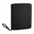 A Bagbase BG756 portfolio in black with a smooth texture, complete with a wrist strap and zipper.