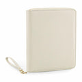 A Bagbase BG756 beige zippered planner featuring a wrist strap on the side.