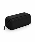 The Bagbase BG761 is a black rectangular pencil case with a zipper on the top side, showcased against a white background.