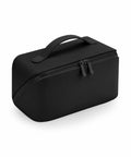A Bagbase BG762 zippered rectangular pouch in black, featuring a handle on top.