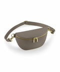 The BG766 by Bagbase is a gray leather crossbody bag featuring a zippered closure with gold hardware. Designed with an adjustable strap and dual zipper pulls for easy access, its sleek and minimalist style makes it perfect for everyday use.