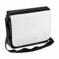 Bagbase BG965 black and white messenger bag featuring an adjustable shoulder strap.