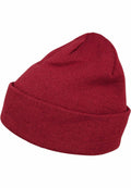 A red knit beanie with a folded cuff from Build Your Brand, product code BY001.