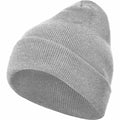 A gray BY001 beanie with a folded brim from Build Your Brand, displayed against a white backdrop.