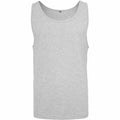 BY003 by Build Your Brand, a gray sleeveless tank top featuring a scoop neckline, is showcased against a plain white background.