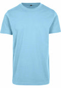 BY004 by Build Your Brand: a plain light blue T-shirt displayed against a white background.
