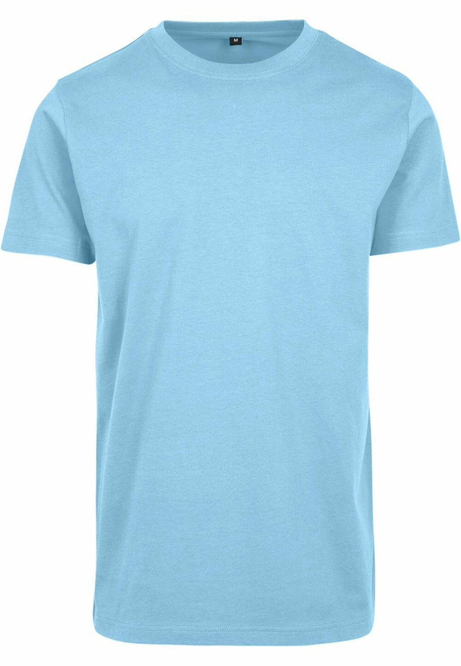 BY004 by Build Your Brand: a plain light blue T-shirt displayed against a white background.