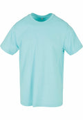 A light blue short-sleeve T-shirt from Build Your Brand, model BY004, is displayed against a white background.
