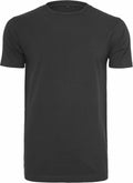 A plain black t-shirt from Build Your Brand, product code BY004, displayed on a white background. It features short sleeves and a round neckline.