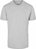 The BY004 T-shirt by Build Your Brand features a plain, light gray design with short sleeves and a crew neckline, set against a white background.