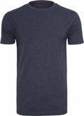 A plain dark gray T-shirt, known as BY004 by Build Your Brand, is displayed against a white background. The shirt features a round neckline and short sleeves, with no visible logos or patterns.
