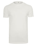 The BY004 by Build Your Brand is a plain white T-shirt showcased on a white background, featuring short sleeves and a crew neckline.