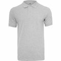 A BY008 plain gray polo shirt with a collar and short sleeves from Build Your Brand.