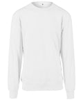The BY010 long-sleeve sweatshirt by Build Your Brand is shown against a white background. Its plain white design features a crew neck, with soft and lightweight fabric that's ideal for casual wear.