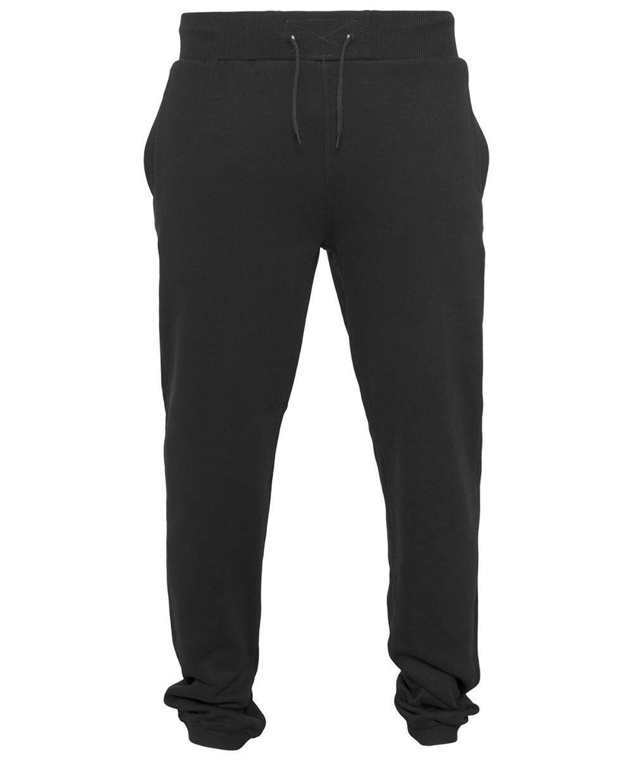 The BY014 jogger pants from Build Your Brand feature an elastic waistband with a drawstring, side pockets, and fitted ankle cuffs.