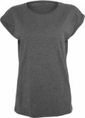The Build Your Brand BY021 T-shirt features a plain gray design, short sleeves, and a round neckline, set against a white background.