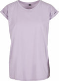 The BY021 by Build Your Brand is a light purple short-sleeve T-shirt with a round neckline, displayed against a white background.