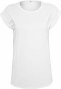 Product BY021 by Build Your Brand is a plain white T-shirt featuring short sleeves and a round neckline set against a white background.