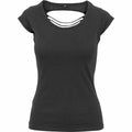 Build Your Brand's BY035 black short-sleeve top features a stylish cut-out design near the neckline.
