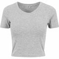 A plain, light gray, short-sleeve V-neck T-shirt from Build Your Brand, product code BY042, displayed against a white background.