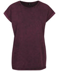 The BY053, a plain dark maroon t-shirt from Build Your Brand, features short sleeves and a slightly faded finish.