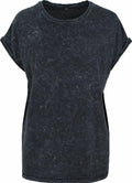 A BY053 t-shirt by Build Your Brand in black mineral wash with rolled-up sleeves.