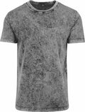 BY070 short-sleeved, round-neck gray stonewashed T-shirt by Build Your Brand, showcased on a plain background.