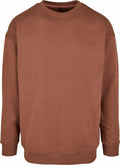 A BY075 plain brown crew neck sweatshirt from Build Your Brand, displayed on a white background.