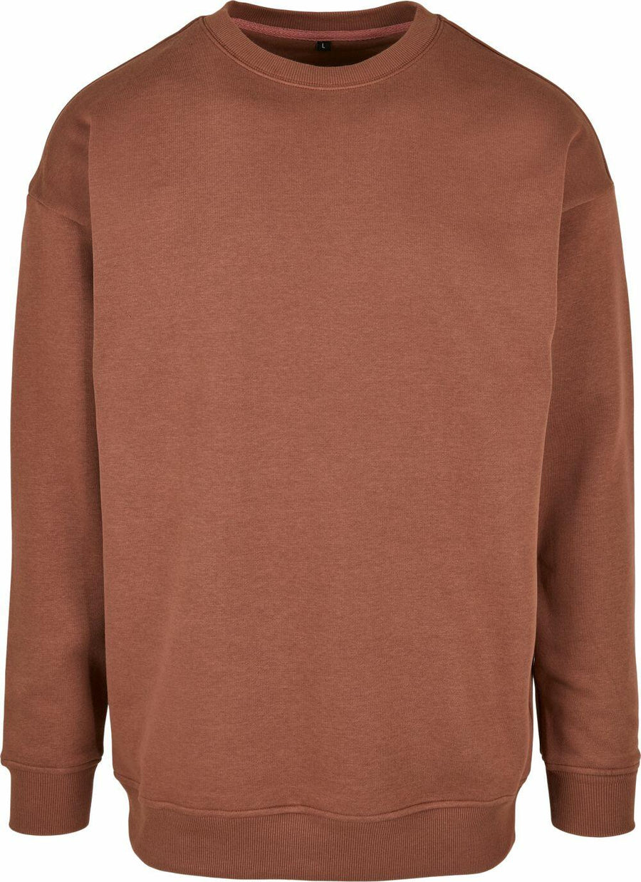 A BY075 plain brown crew neck sweatshirt from Build Your Brand, displayed on a white background.