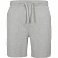 The BY080 shorts by Build Your Brand feature a gray color, drawstring closure, elastic waistband, and side pockets, displayed from the front.