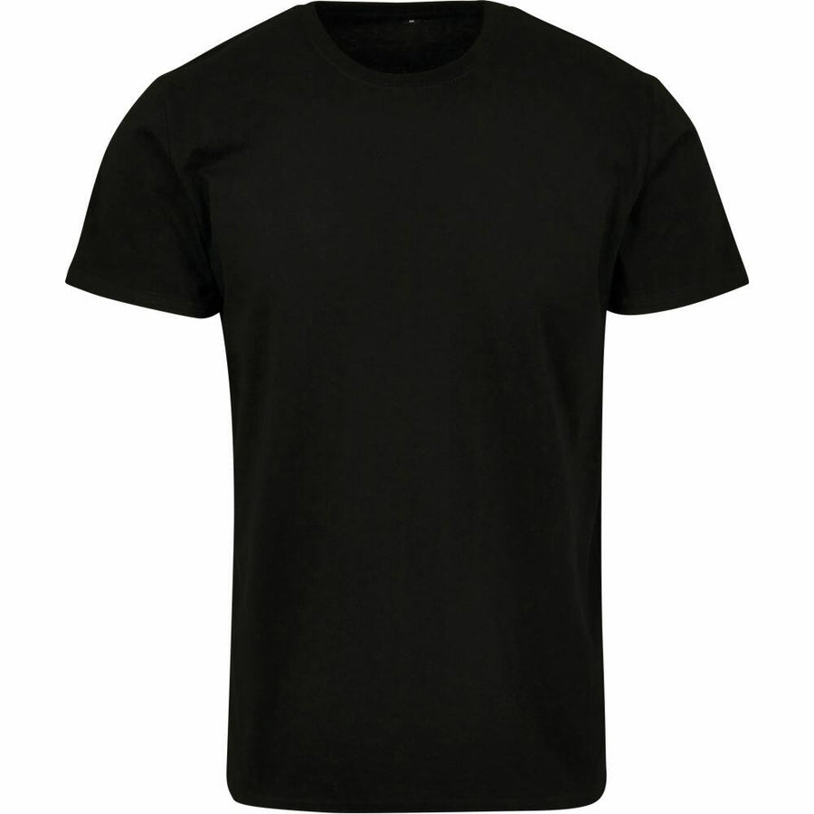 BY090 by Build Your Brand features a black short-sleeve crew neck t-shirt displayed against a white background.
