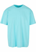 A plain light blue T-shirt featuring a short-sleeve design from the Build Your Brand collection (Product Name: BY102), displayed on a white background. It showcases a simple, classic style with a round neckline and an unadorned appearance.