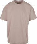 A plain, light beige T-shirt featuring short sleeves and a crew neckline from the Build Your Brand collection, product BY102, showcased against a white background. The fabric looks soft and smooth.