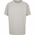 A plain light gray T-shirt displayed on a white background. It's the BY102 from Build Your Brand, featuring short sleeves and a round neckline, with a simple and casual design.